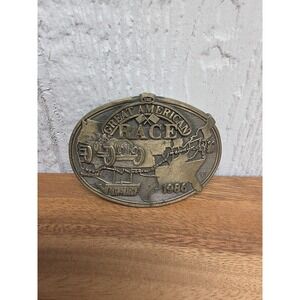 Vintage Brass Great American Race Belt Buckle 1986